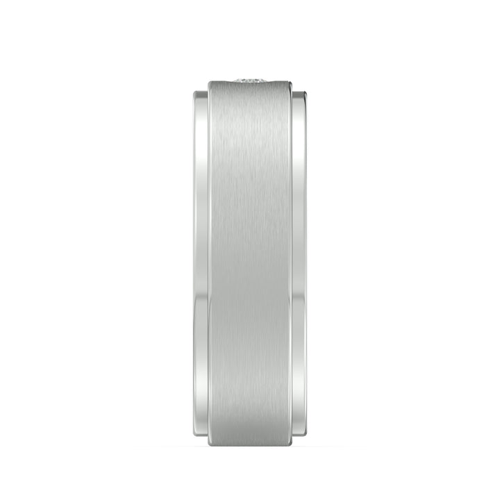 Modern Platinum Diamond Signet Ring with Minimalist Flush Setting