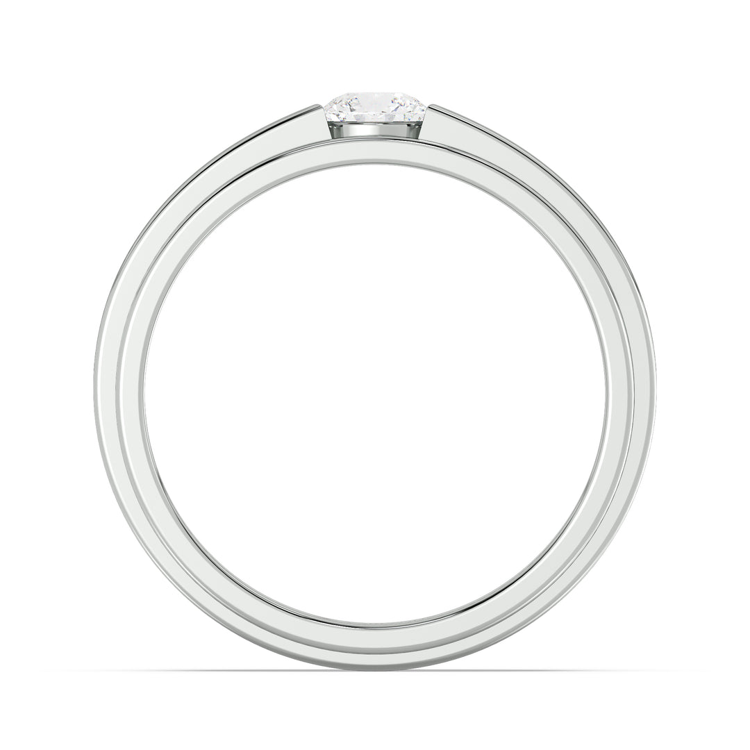 Modern Platinum Diamond Signet Ring with Round Brilliant Center Stone