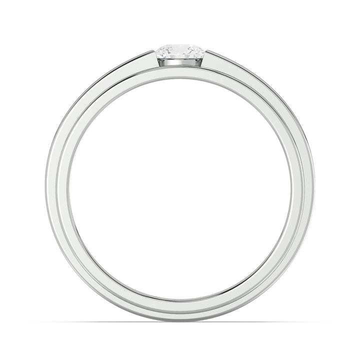 Modern Platinum Diamond Signet Ring with Round Brilliant Center Stone