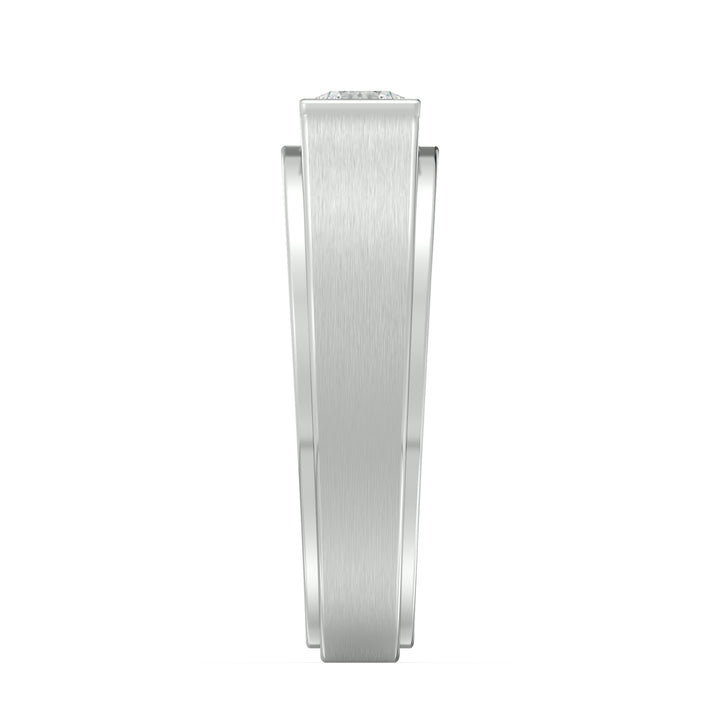Modern Platinum Signet Ring with Round Brilliant Center Diamond