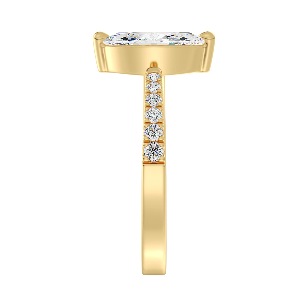 Open Cuff Marquise Diamond Ring with Pavé Accents in Yellow Gold