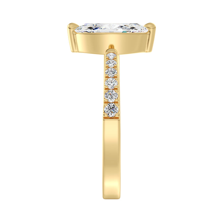 Open Cuff Marquise Diamond Ring with Pavé Accents in Yellow Gold