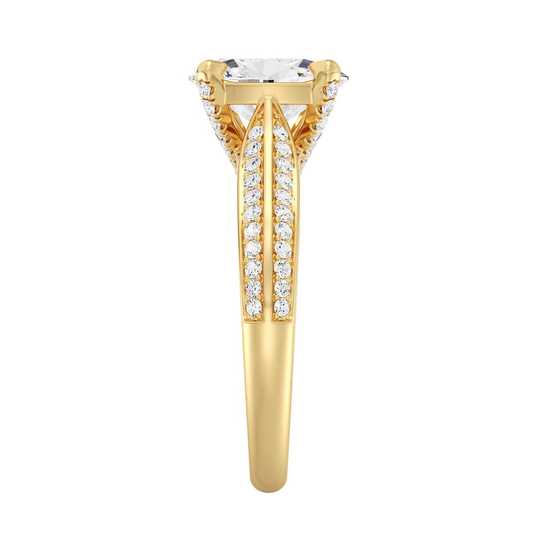 Oval Cut Halo Lab Grown Diamond Ring in 18K Yellow Gold