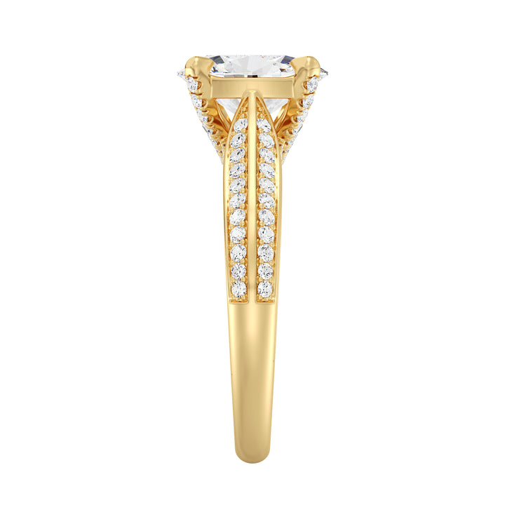 Oval Cut Halo Lab Grown Diamond Ring in 18K Yellow Gold