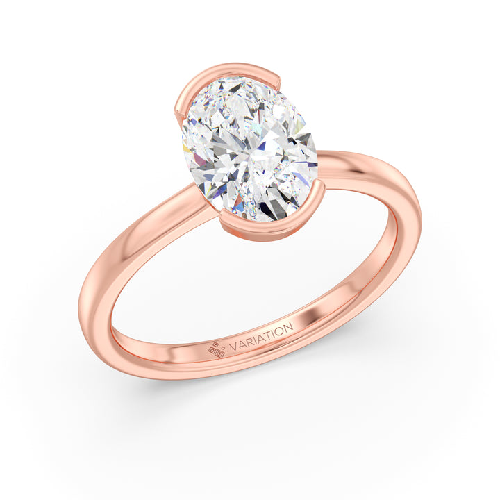 Oval Cut Lab Grown Diamond Bezel Solitaire Ring in 18K Rose Gold