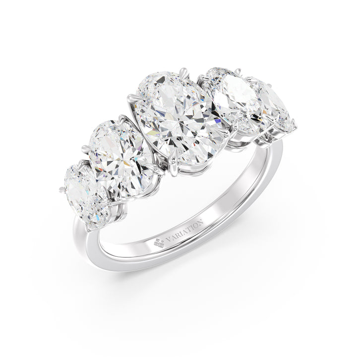 Oval Cut Lab Grown Diamond Five Stone Ring in 18K White Gold