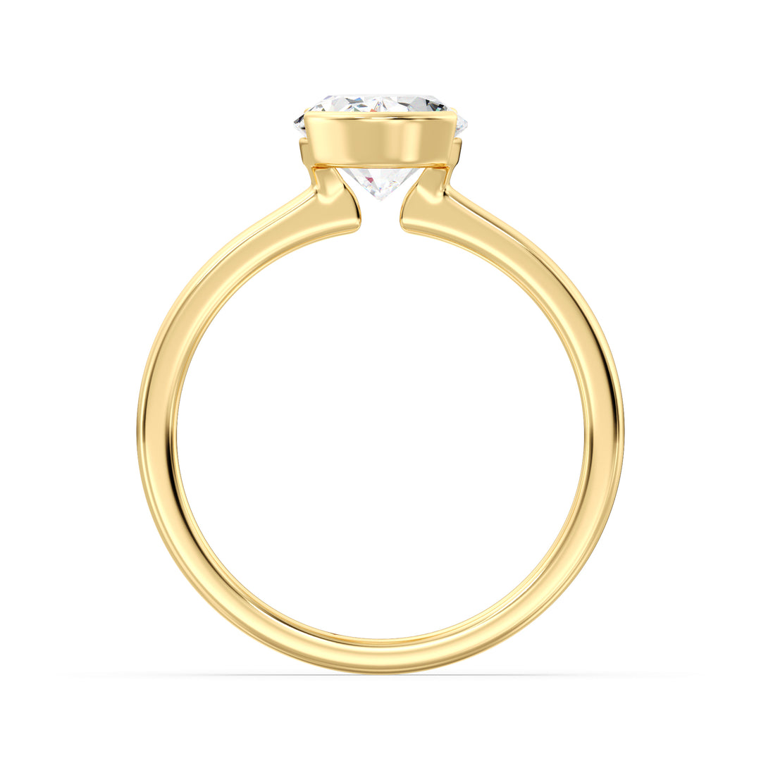 Oval Cut Lab Grown Diamond Ring with Modern Bezel Setting in Yellow Gold