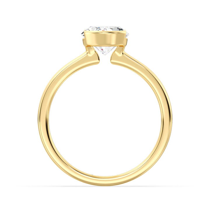 Oval Cut Lab Grown Diamond Ring with Modern Bezel Setting in Yellow Gold