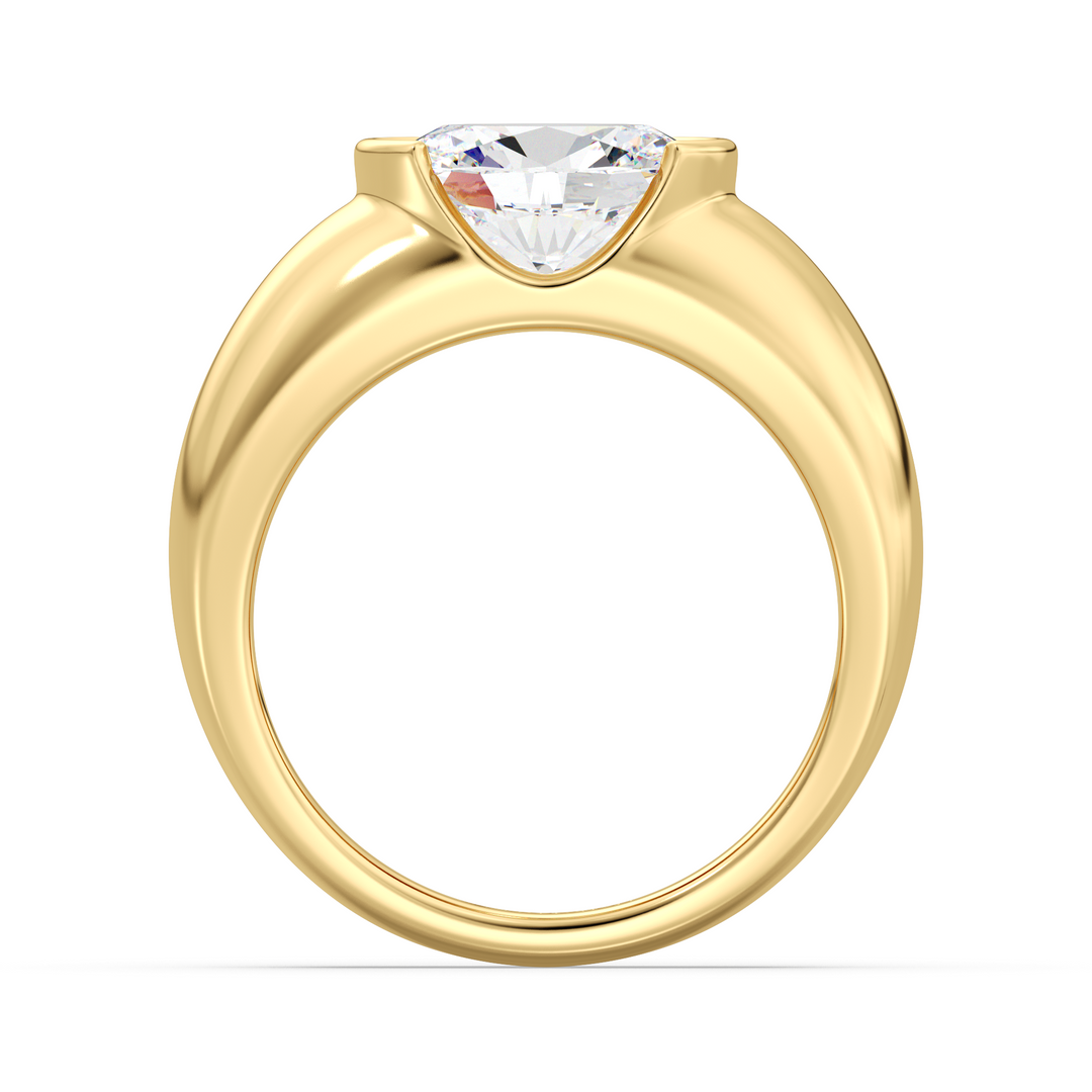 Oval Cut Lab Grown Diamond Ring with Modern Bezel Setting in Yellow Gold