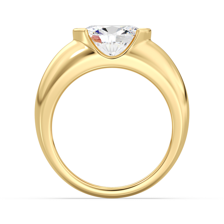 Oval Cut Lab Grown Diamond Ring with Modern Bezel Setting in Yellow Gold
