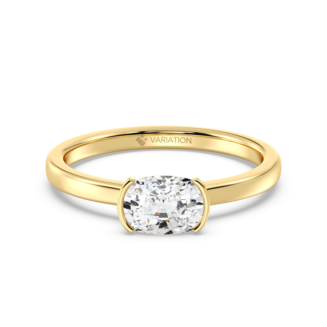 Oval Cut Lab Grown Diamond Ring with Modern Bezel Setting in Yellow Gold