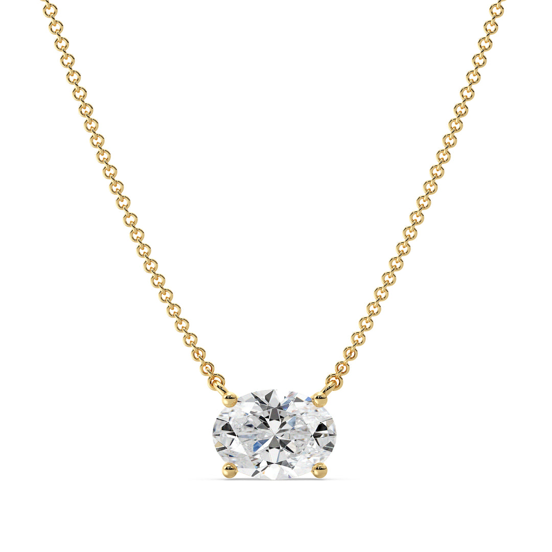 Oval Cut Lab Grown Diamond Solitaire Necklace in 18K Yellow Gold