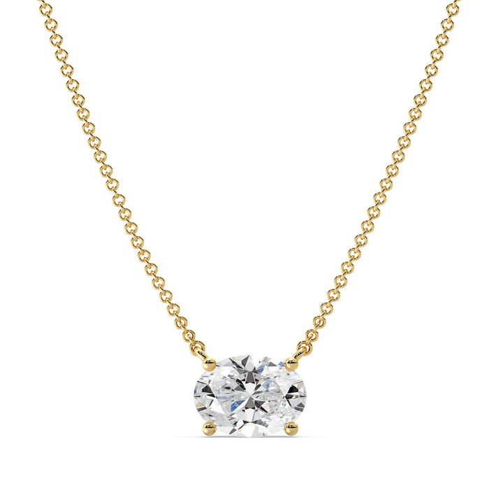 Oval Cut Lab Grown Diamond Solitaire Necklace in 18K Yellow Gold