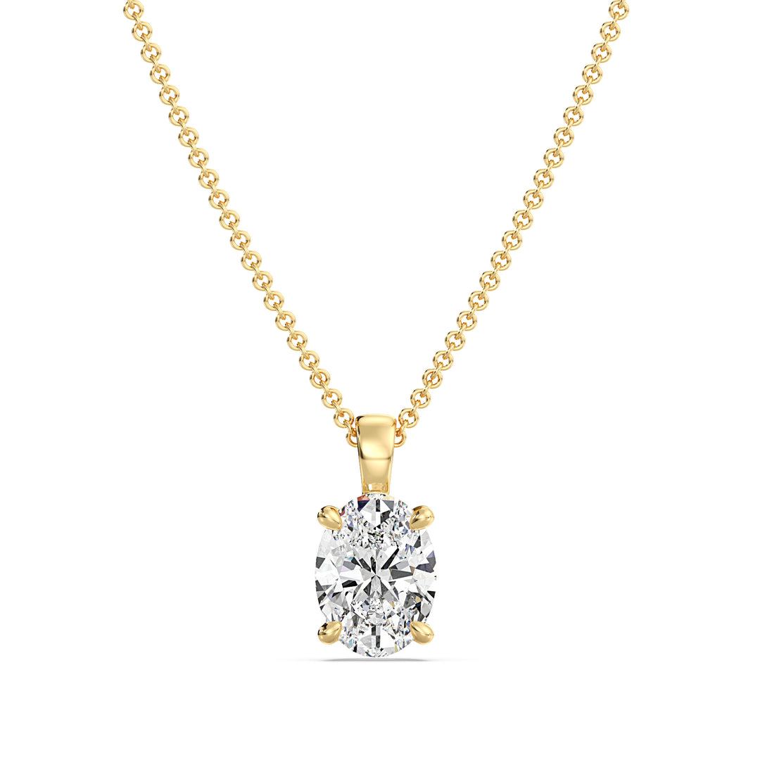 Oval Cut Lab Grown Diamond Solitaire Pendant in 18K Yellow Gold