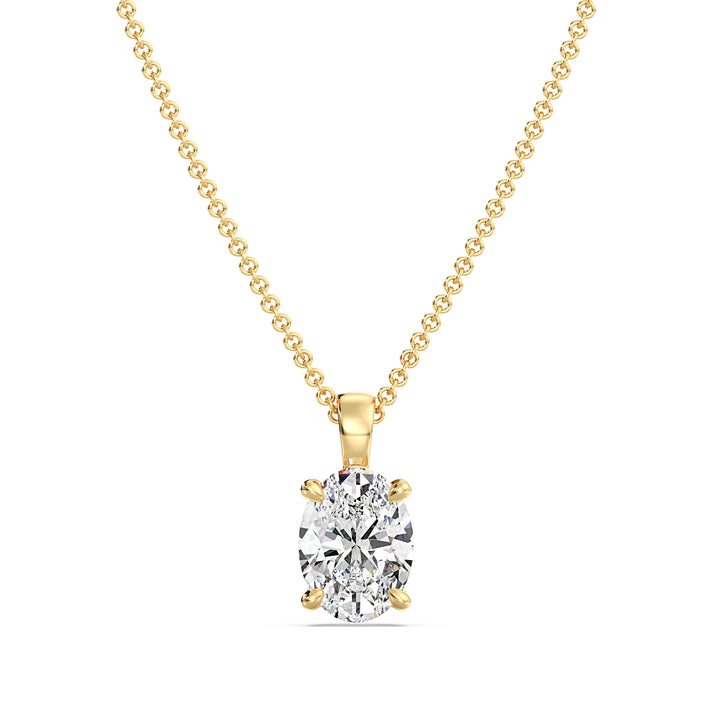 Oval Cut Lab Grown Diamond Solitaire Pendant in 18K Yellow Gold