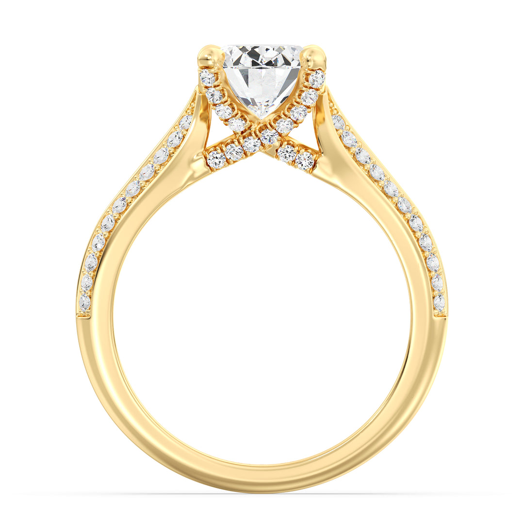 Oval Diamond Engagement Ring with Halo and Pavé Accents in Yellow Gold