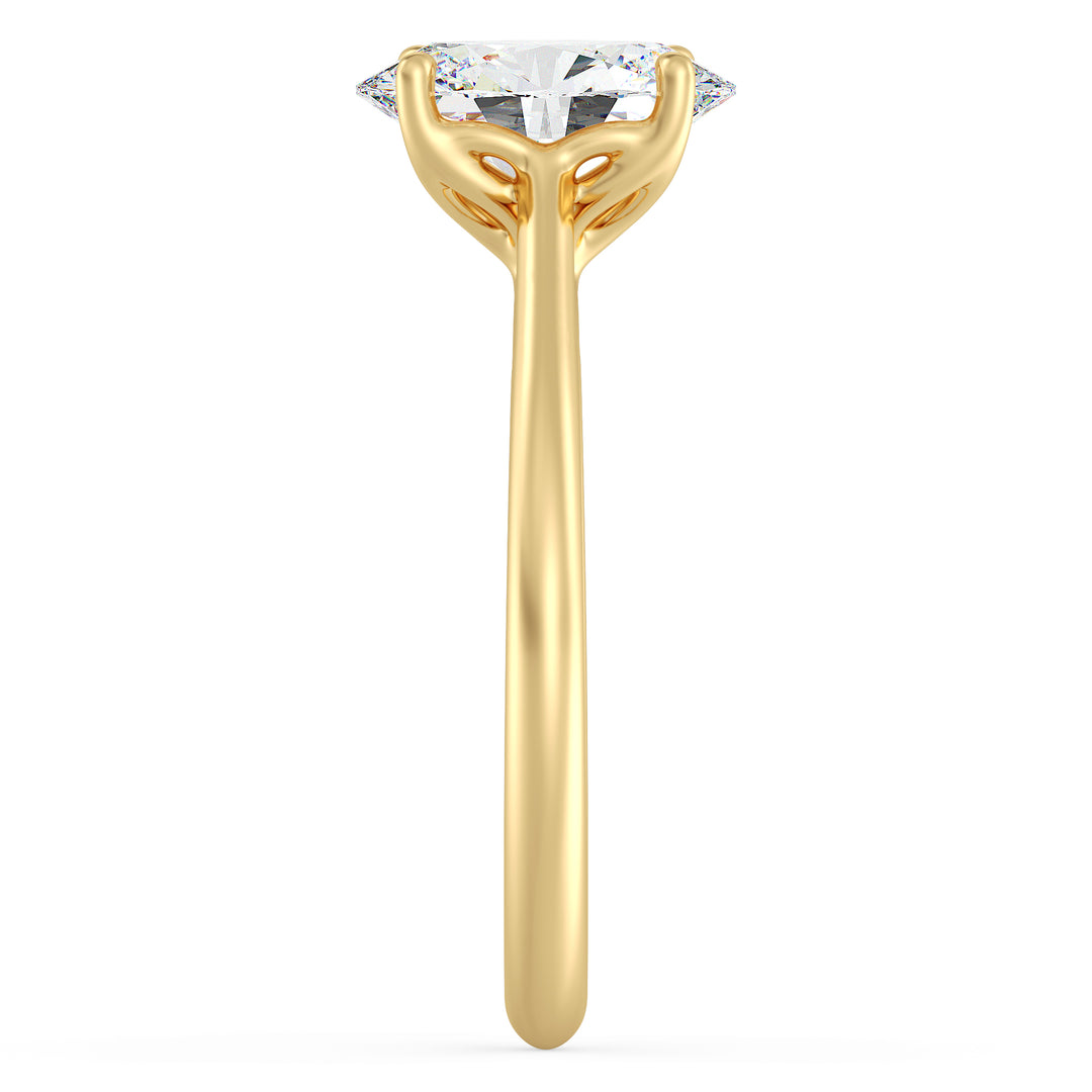 IGI certified oval cut lab grown diamond solitaire ring in BIS hallmarked 18K yellow gold.