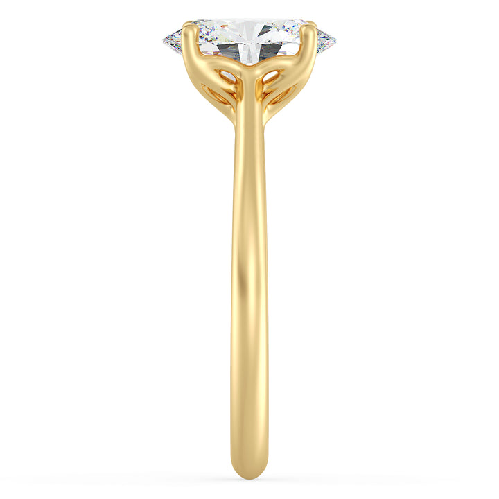 IGI certified oval cut lab grown diamond solitaire ring in BIS hallmarked 18K yellow gold.