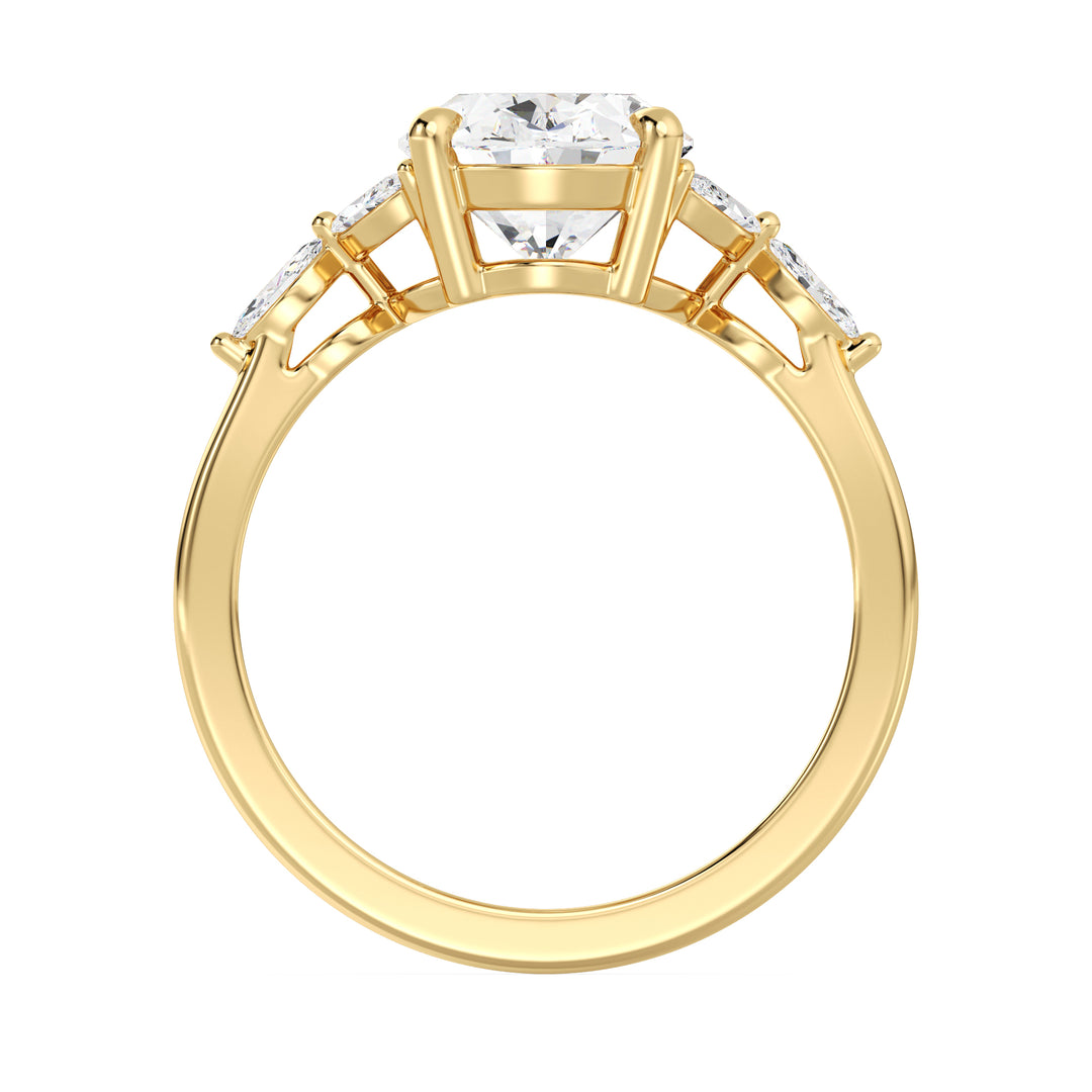Oval and Marquise Lab Grown Diamond Engagement Ring in 18K Yellow Gold