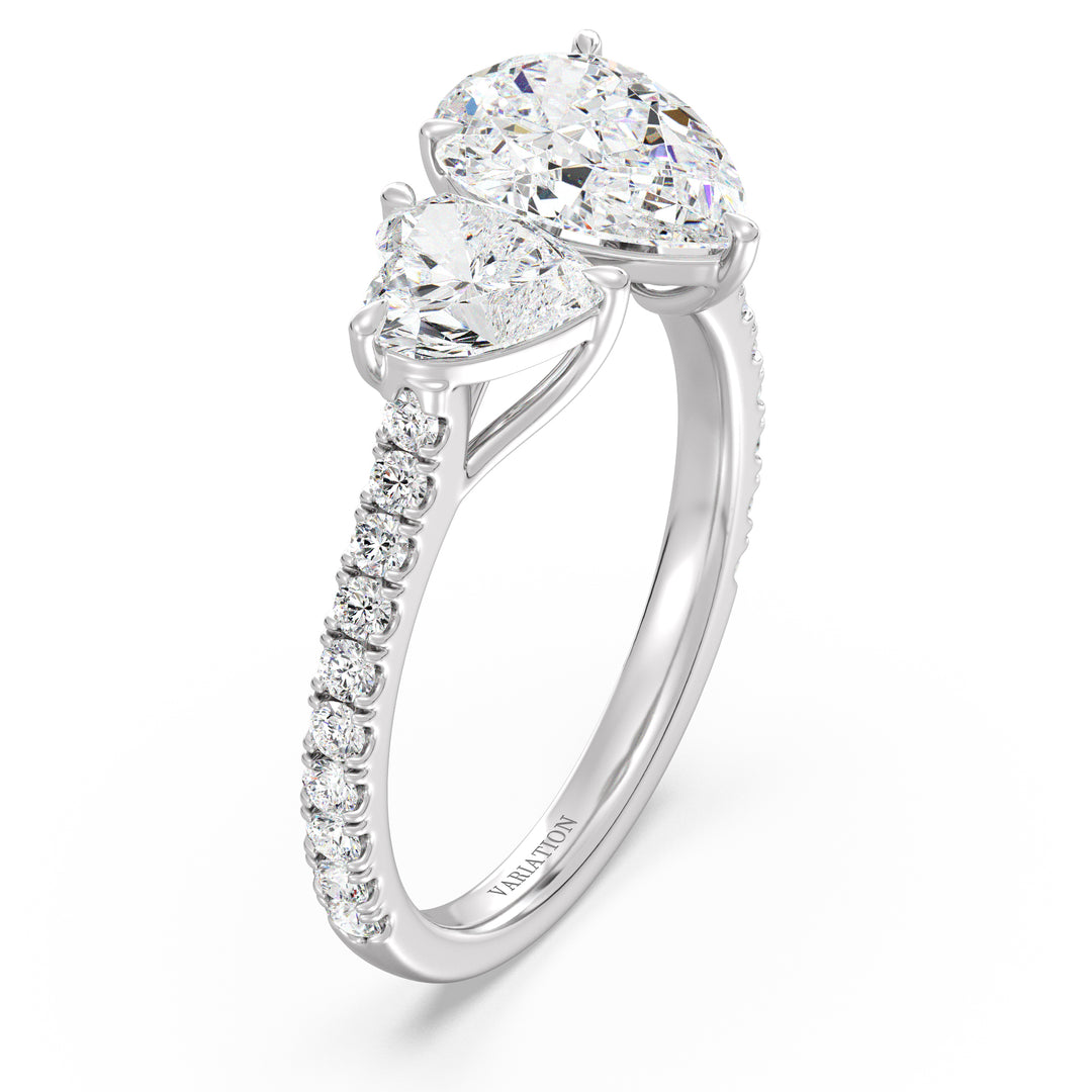 Pear and Heart Cut Lab Grown Diamond Toi et Moi Ring in 18K White Gold