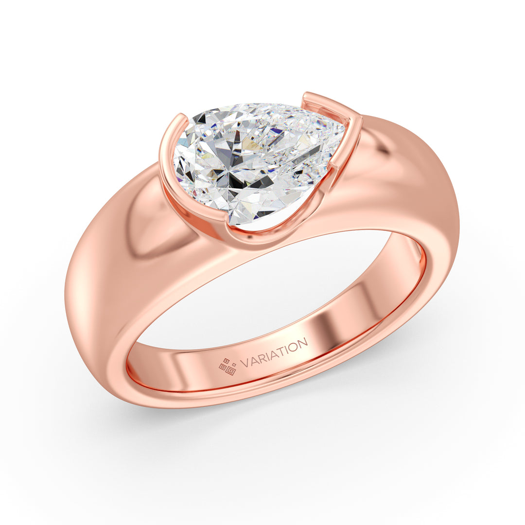 Pear Cut Lab Grown Diamond Bezel Solitaire Ring in 18K Rose Gold