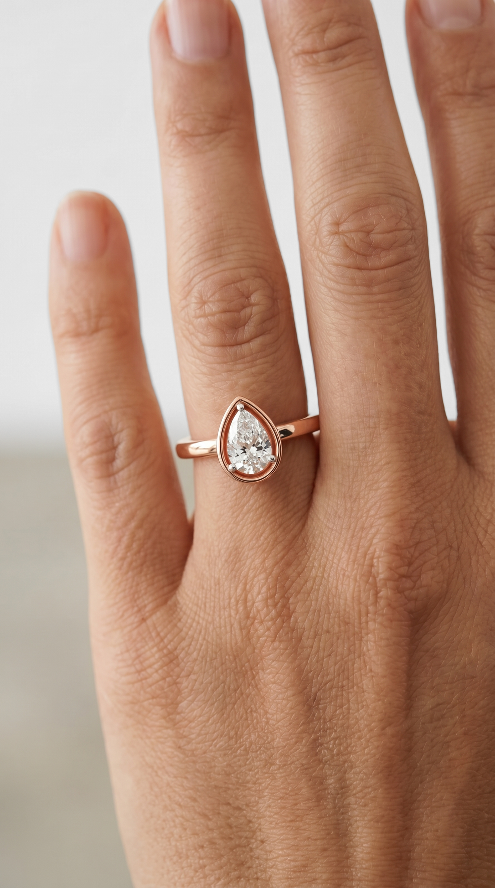 Pear Cut Lab Grown Diamond Engagement Ring in 18K Yellow Gold