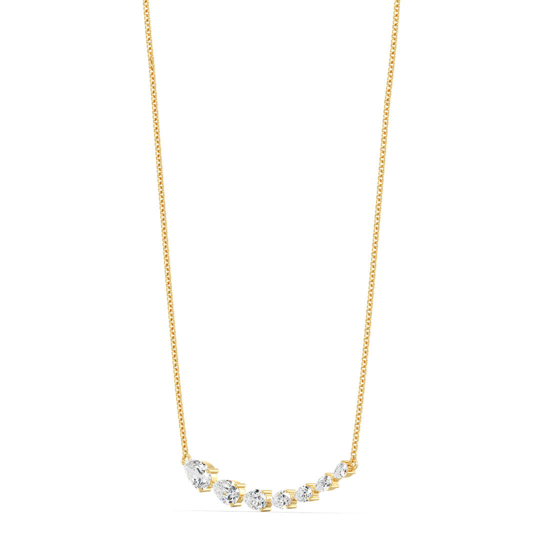 Pear Cut Lab Grown Diamond Smile Necklace in 18K Yellow Gold with 7 Diamonds