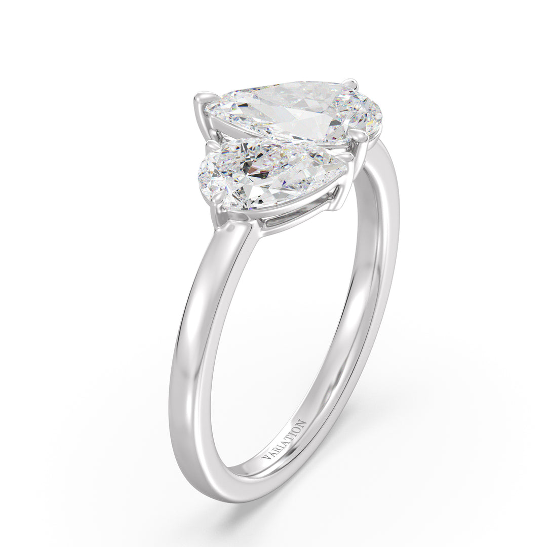 Pear Cut Lab Grown Diamond Toi et Moi Ring in 18K White Gold
