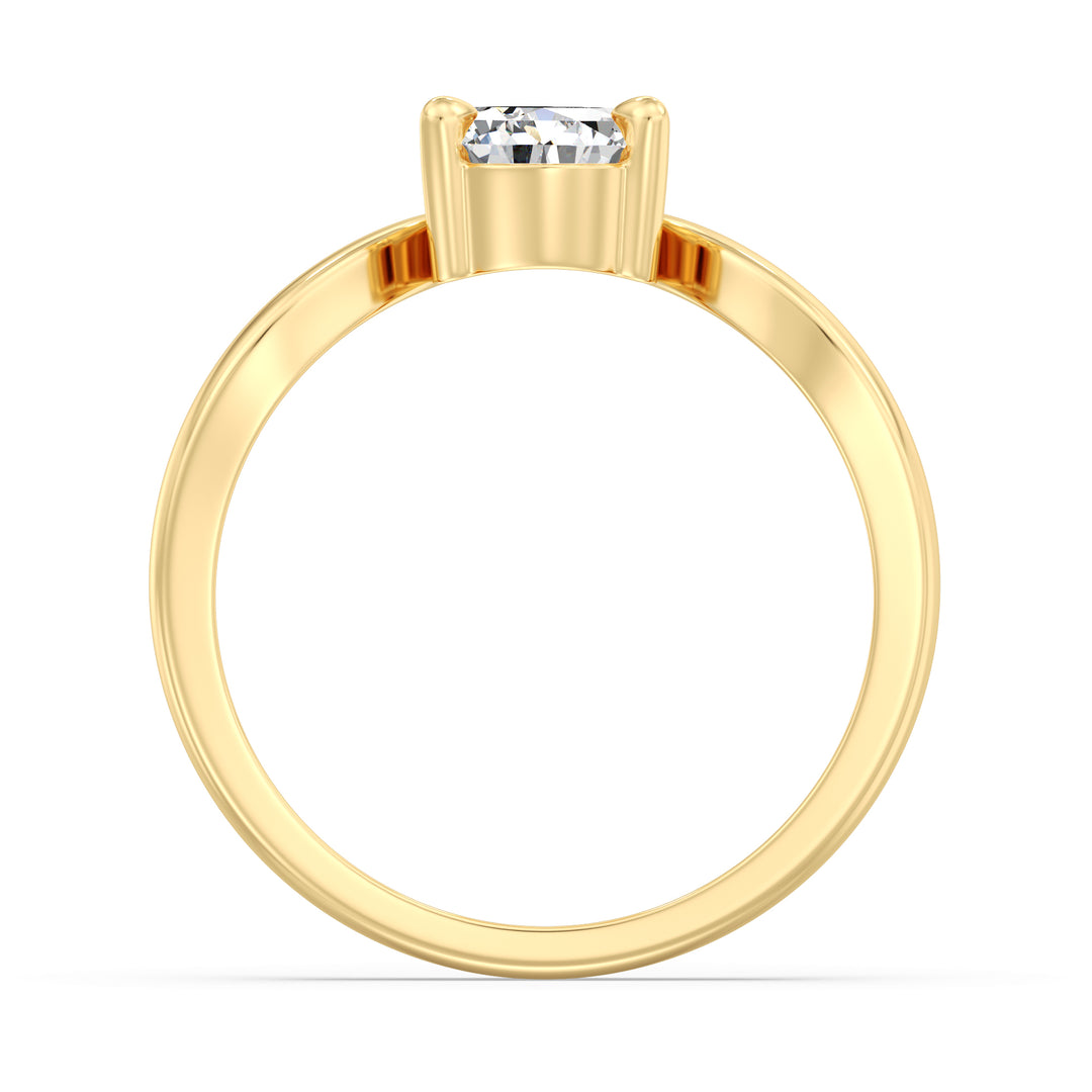 Pear Cut Solitaire Engagement Ring with Curved Band in Yellow Gold