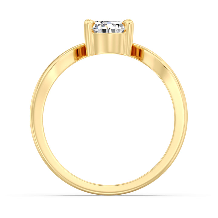 Pear Cut Solitaire Engagement Ring with Curved Band in Yellow Gold