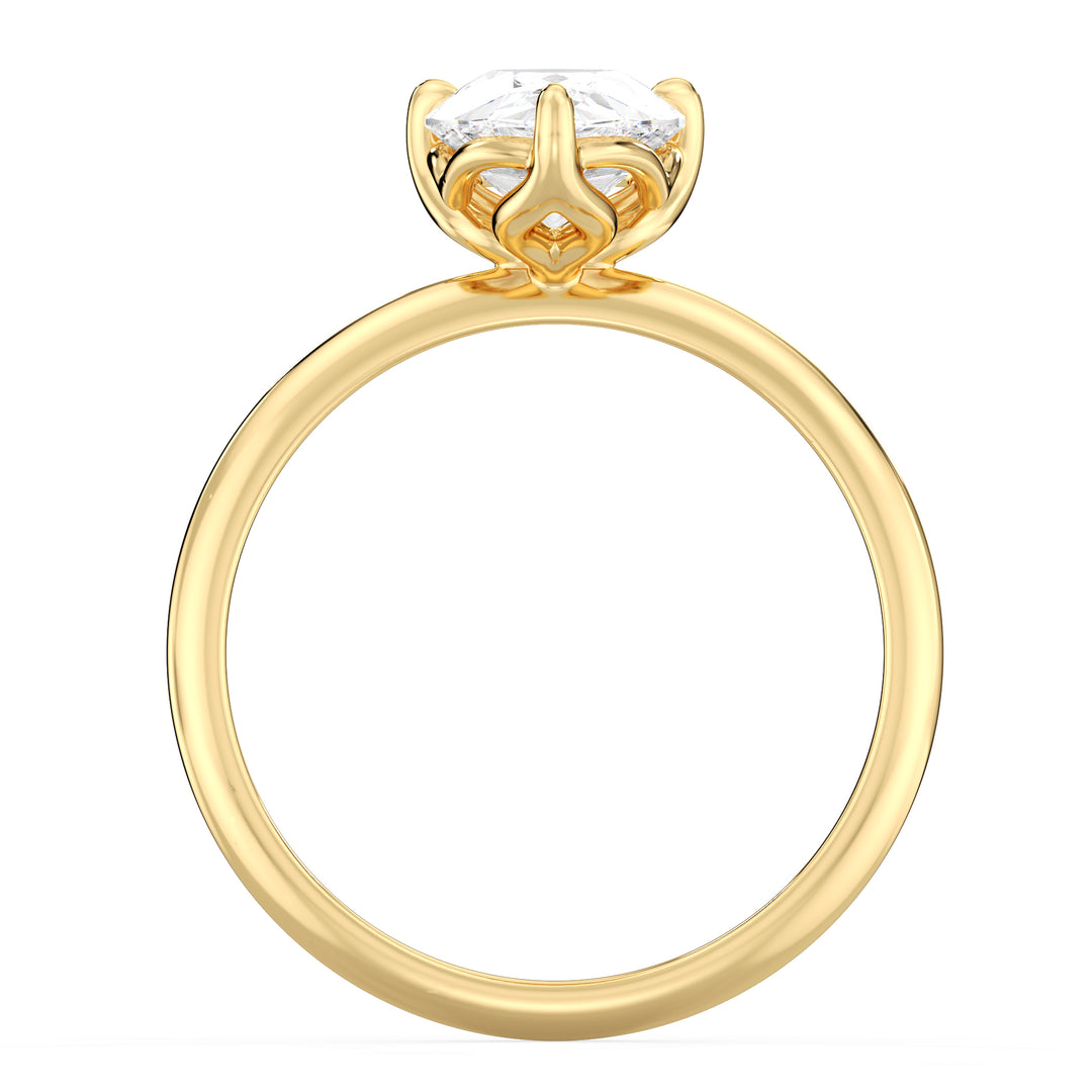 IGI certified pear cut lab grown diamond solitaire engagement ring in BIS hallmarked 18K yellow gold.