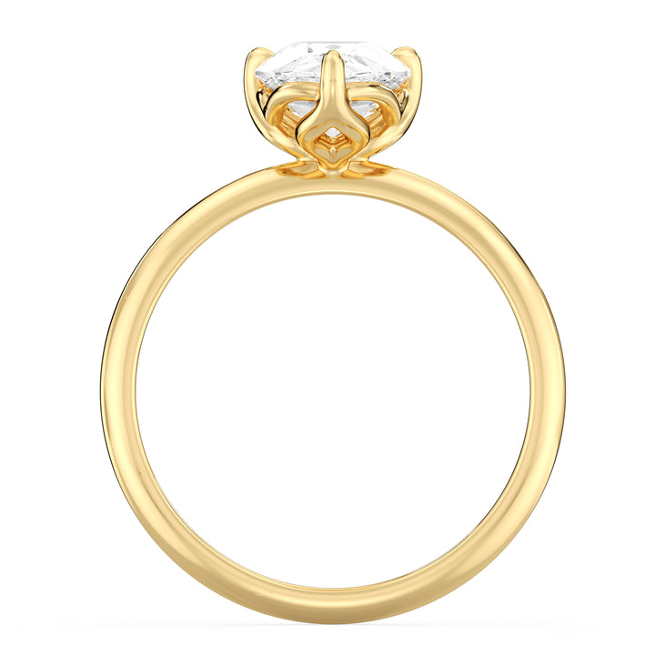 IGI certified pear cut lab grown diamond solitaire engagement ring in BIS hallmarked 18K yellow gold.