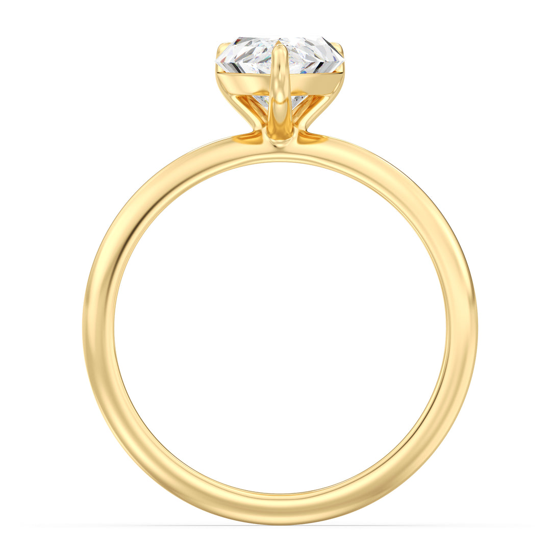 IGI certified pear cut lab grown diamond solitaire ring in BIS hallmarked 18K yellow gold.