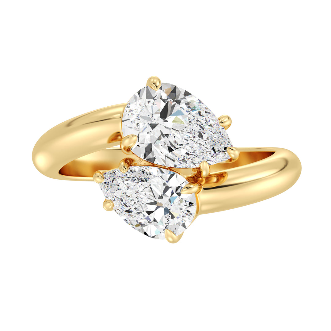 Pear Shape Lab Grown Diamond Engagement Ring with 18K BIS Hallmarked Gold