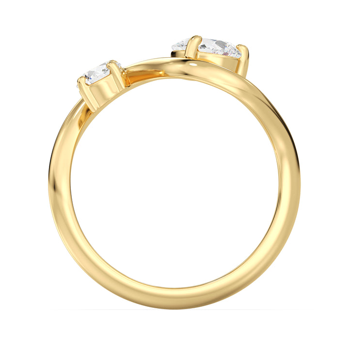 Pear Cut and Round Cut Toi et Moi Engagement Ring in 18K Gold