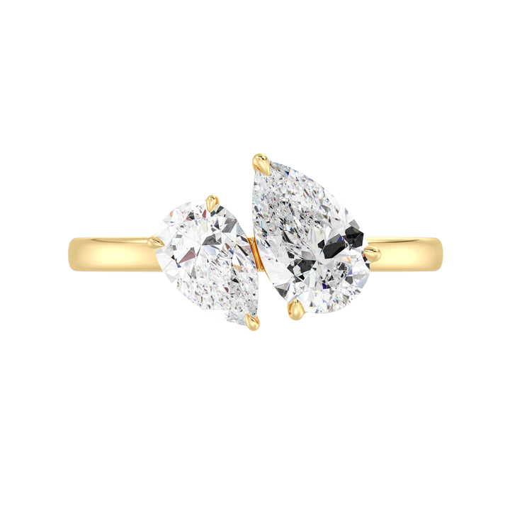 Pear Shape Diamond Toi et Moi Engagement Ring in Yellow Gold