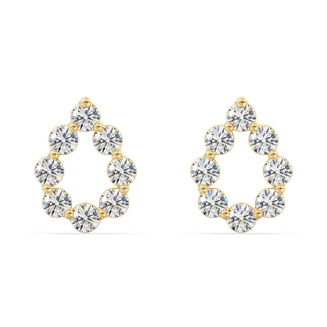 Pear Shaped Round Brilliant Lab Grown Diamond Stud Earrings in 18K Yellow Gold