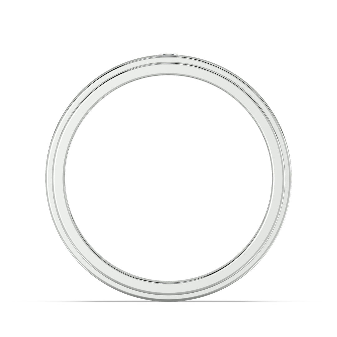 Platinum Flush Set Diamond Ring with Clean Architectural Profile
