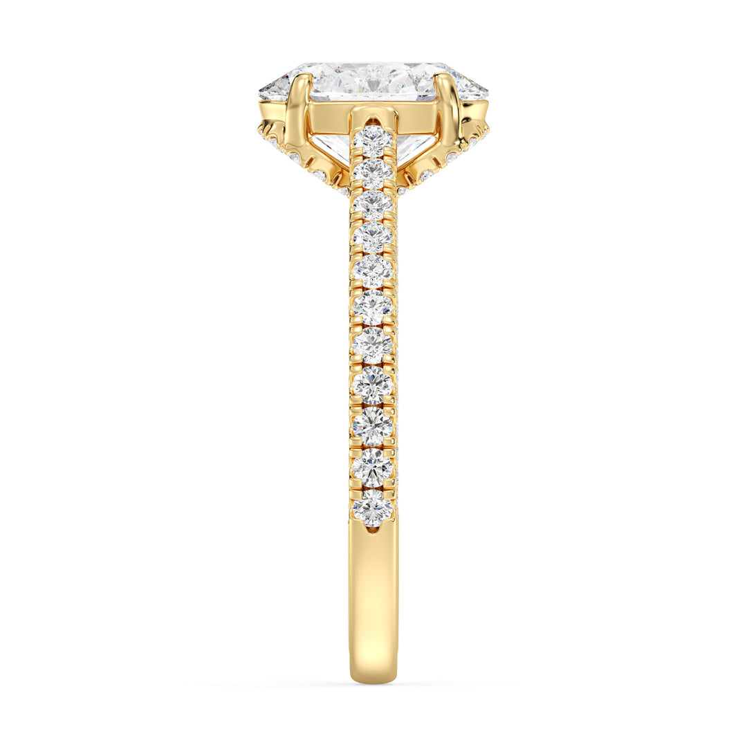 Premium 2 Carat Oval Lab Grown Diamond Engagement Ring with Secret Halo Sparkle in 18K Yellow Gold