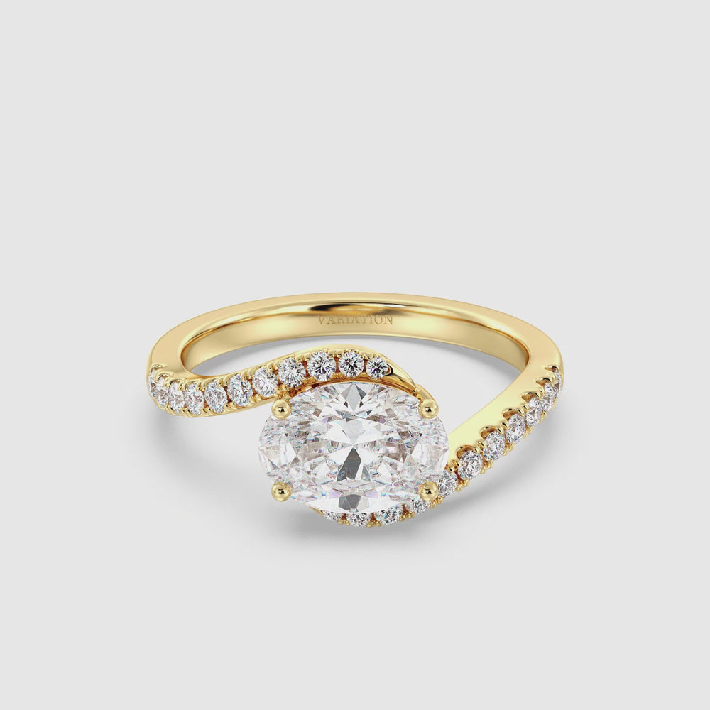 Oval Cut Lab Grown Diamond East to West Bypass Engagement Ring Video