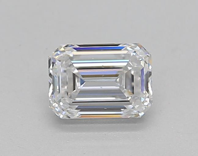 Experience Brilliance: Video showcasing an IGI Certified 0.50 CT Emerald Cut Lab Grown Diamond - D Color, VS2 Clarity, HPHT Type