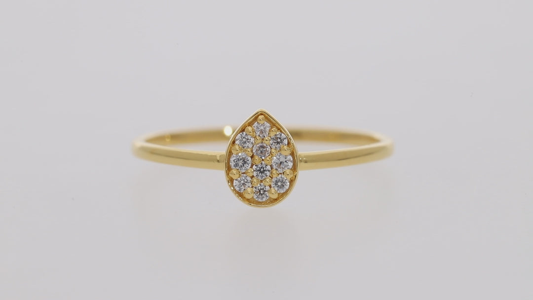 Birnenförmiger Ring aus Gold-Vermeil mit Zirkonia