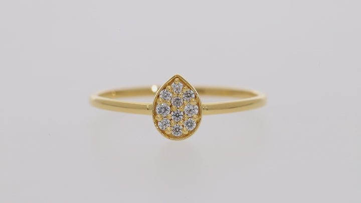 Birnenförmiger Ring aus Gold-Vermeil mit Zirkonia