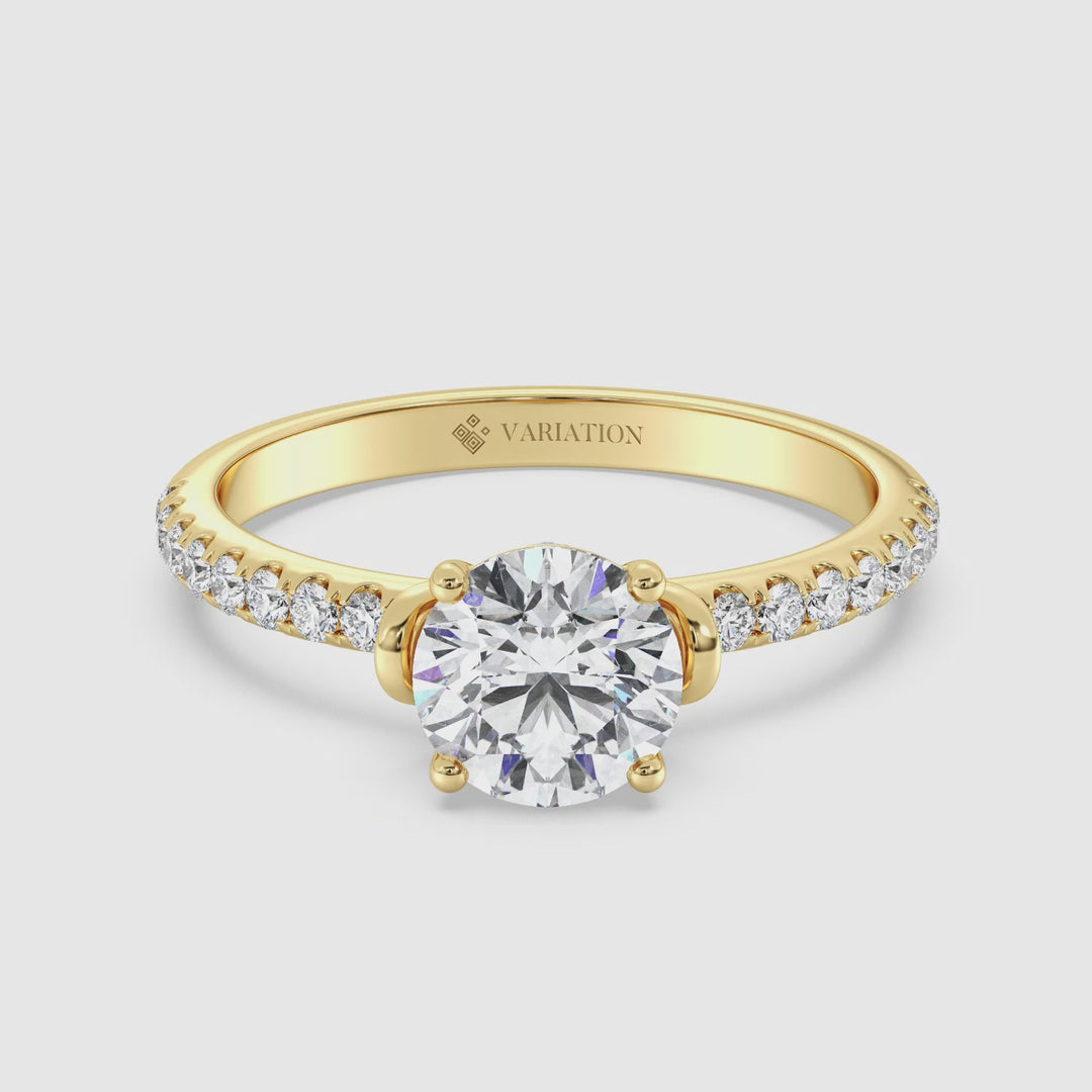 1 ct Round Solitaire Engagement Ring with Pavé Band