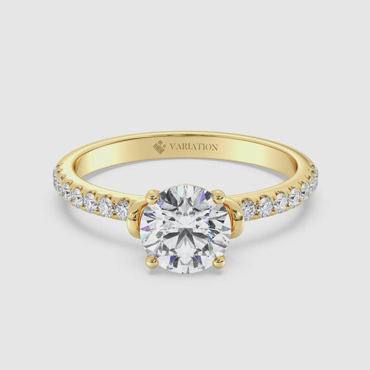 1 ct Round Solitaire Engagement Ring with Pavé Band