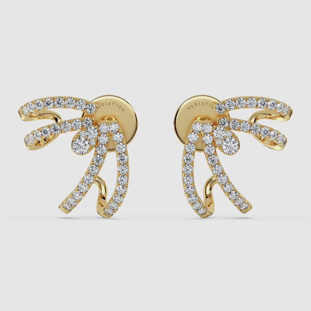 Round Cut Lab Grown Diamond Swirl Hoop Earrings Video