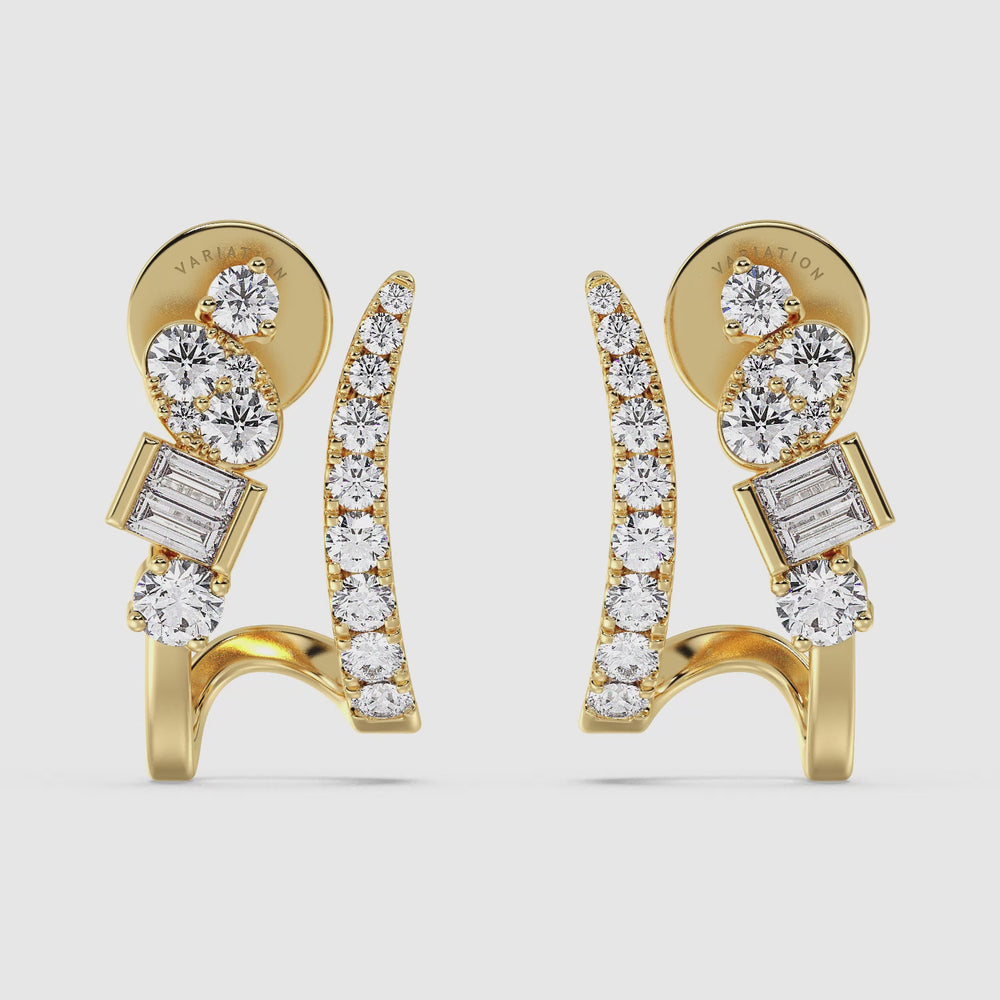 Mixed Cut Lab Grown Diamond Hoop Earrings Video