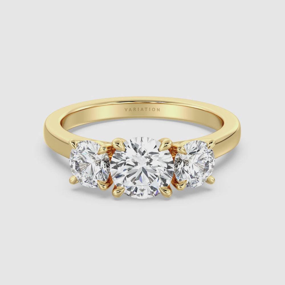 Round Brilliant Cut Lab Grown Diamond Three Stone Ring Video