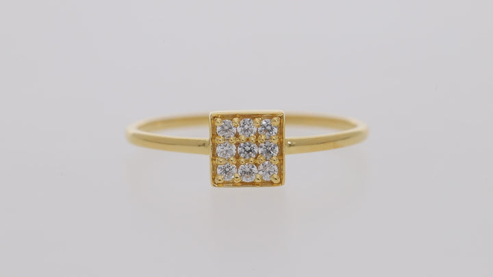 Bague en or vermeil avec pavé de zircons cubiques carrés