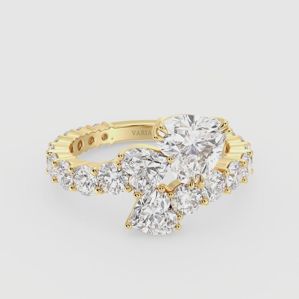 Heart Cut Lab Grown Diamond Bypass Cluster Ring Video